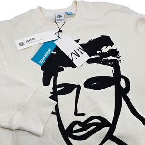 ZARA Oscar Marine Graphic Sweater NWT Size Small Soft Cotton Fiber Human Logo NY